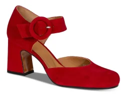 Audley 21517 pumps i rødt semsket skinn