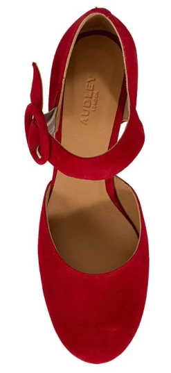Audley 21517 pumps i rødt semsket skinn